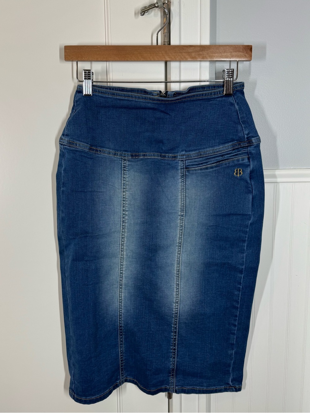 Betabrand Denim Pencil Skirt Women Small Blue NWT Alamo Wash Office Work Comfort